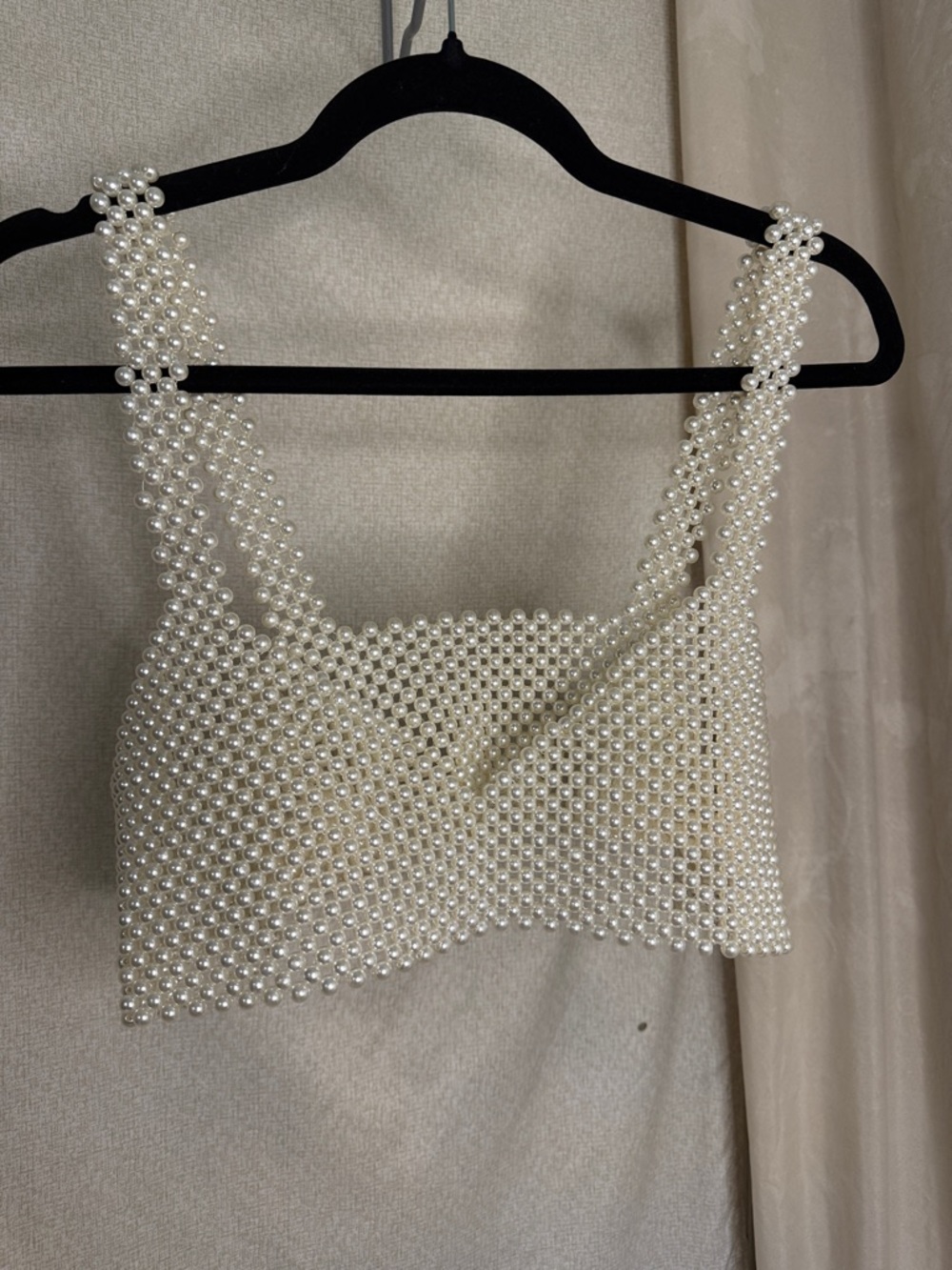 Pearl-Embellished Crop Top